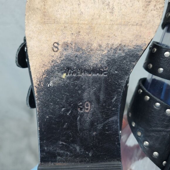 Sol Sana Shoes Womens Size EU 39 US 8.5 Black Leather Slip On Studded Sandals - Picture 8 of 11